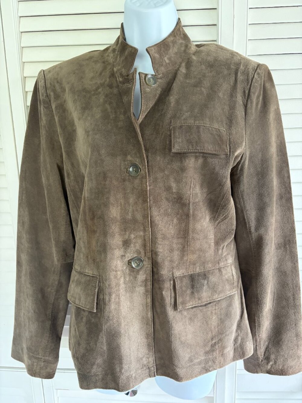 Vintage Jones Wear Woman's Suede Olive Green Jacket, Size 10.
